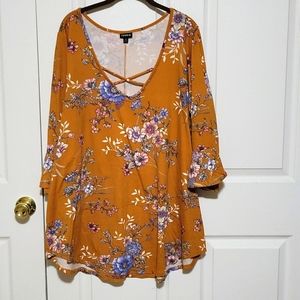 Torrid Super Soft dark orange floral tunic